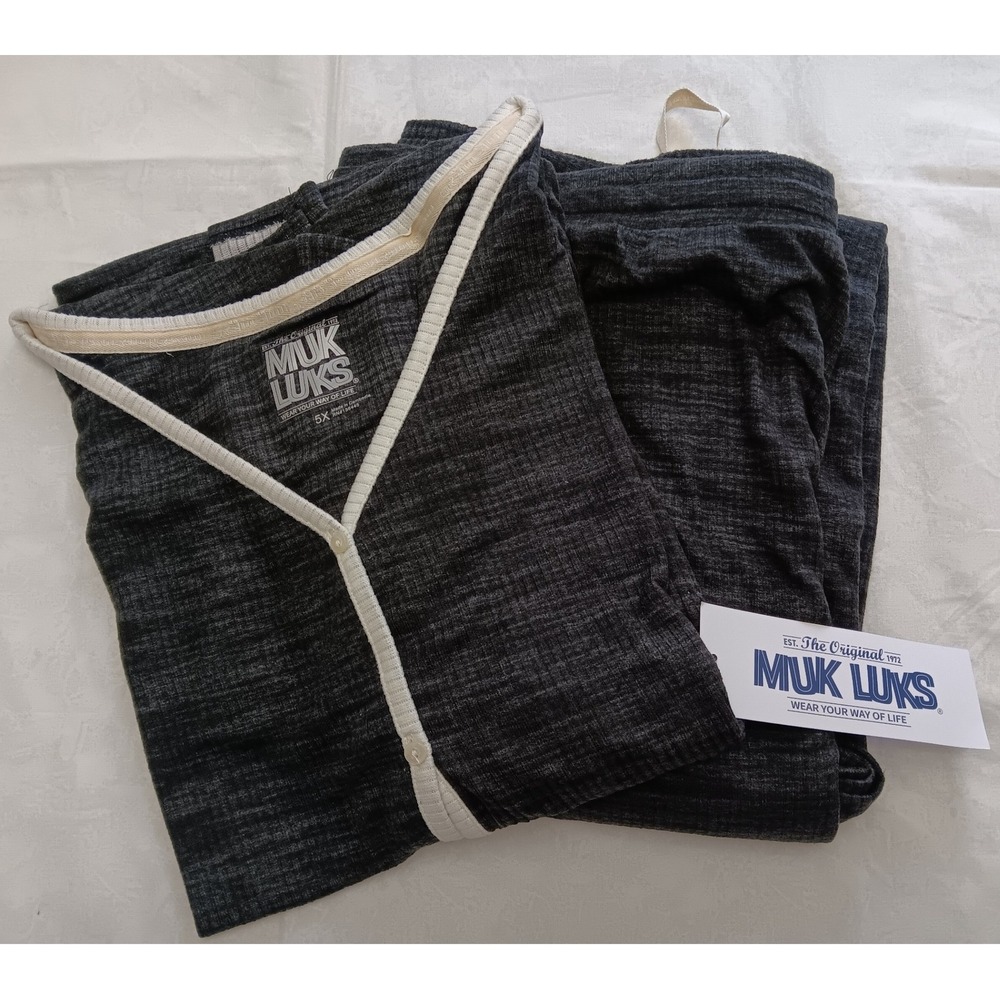 Muk Luks Womens 5X Pajama Set Charcoal Gray Space Dye Short Sleeve Pants New